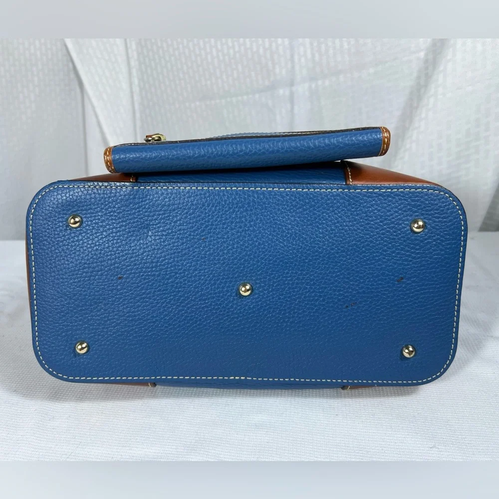 4220: Dooney & Bourke Pebble Grain Brenna Satchel & Wallet Blue 2 Pc Set